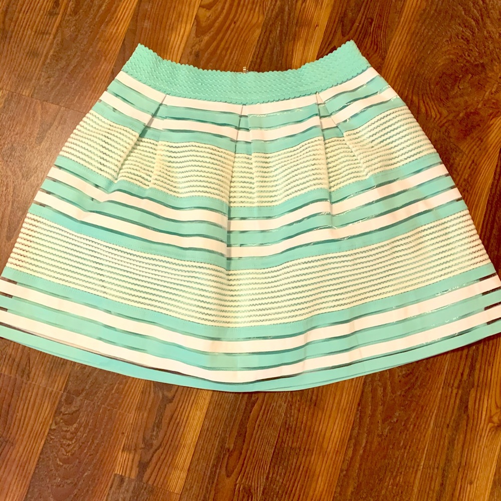 Mint and white striped skirt